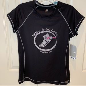 ALO Rocket Foot Run Like A Girl Cool Fit Tee Shirt